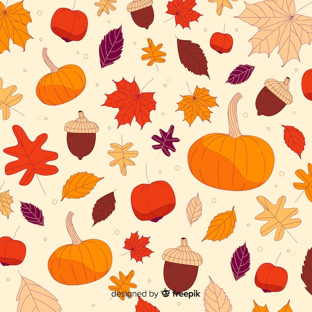 Free vector hand drawn autumn forest leaves background