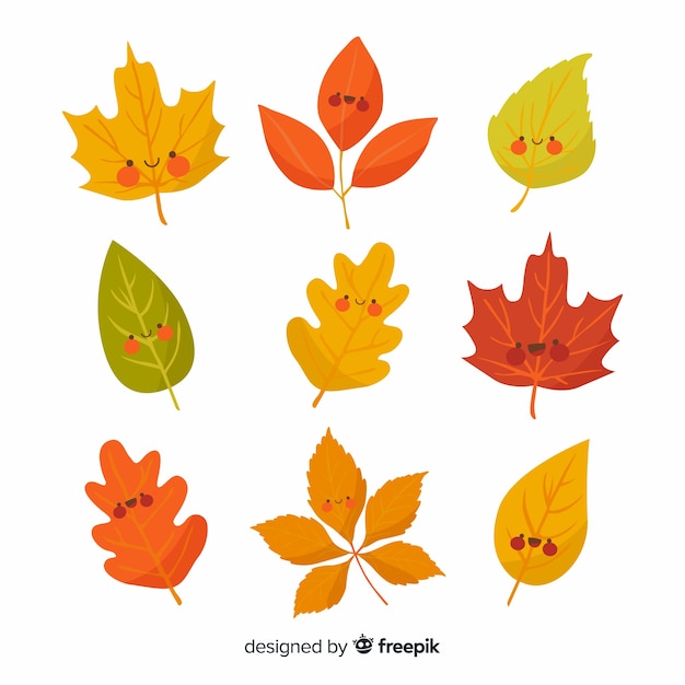 Free vector hand drawn autumn forest leaves collection