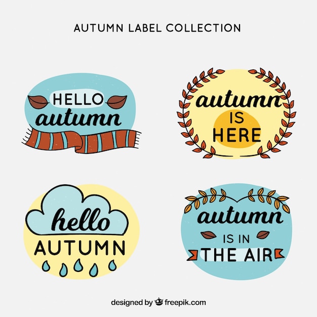 Hand drawn autumn label collection