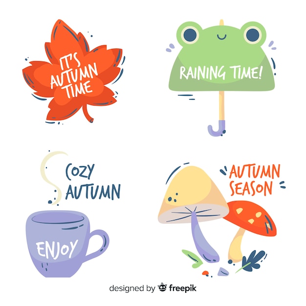 Free vector hand drawn autumn labelcollection