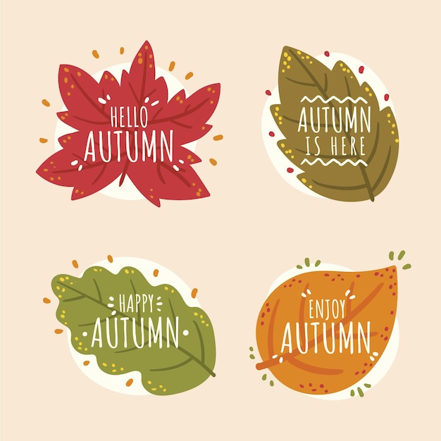 Free vector hand drawn autumn labels collection