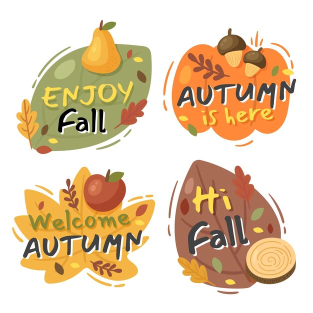 Free vector hand drawn autumn labels collection