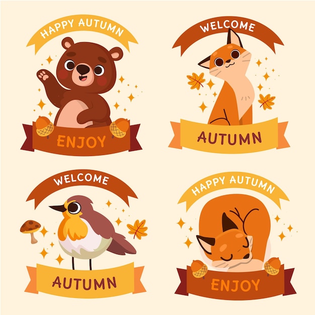 Free vector hand drawn autumn labels collection