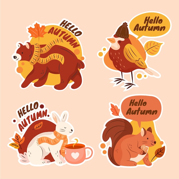 Free vector hand drawn autumn labels collection