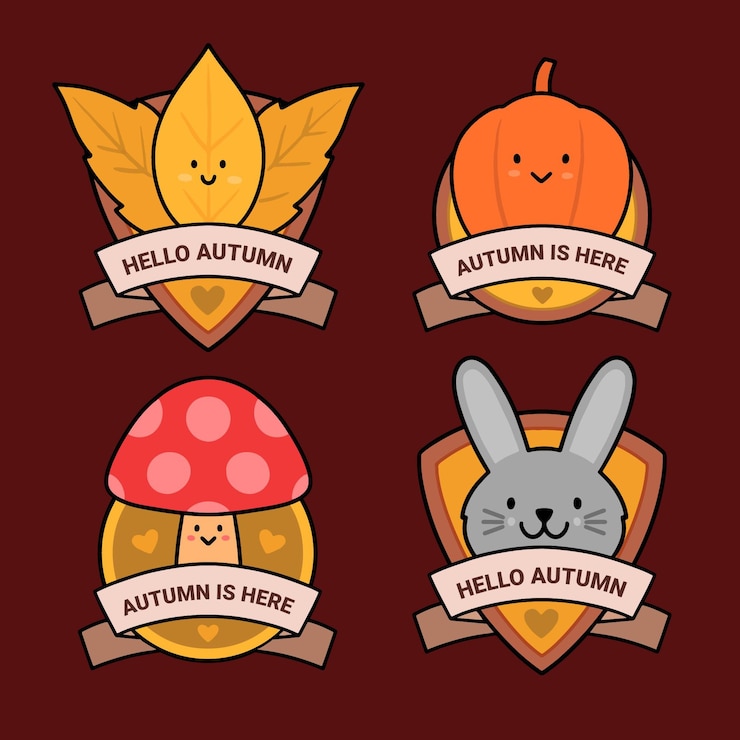 Free Vector hand drawn autumn labels collection