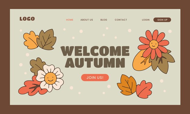 手描き秋のランディングページテンプレート
