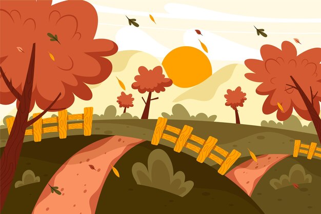 hand drawn autumn landscape