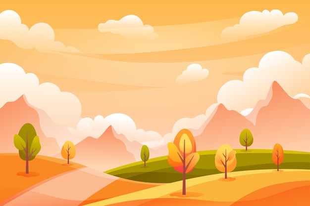 Free vector hand drawn autumn landscape