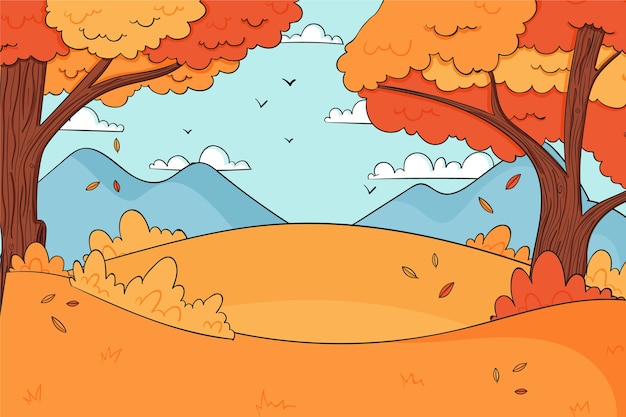 Hand drawn autumn landscape