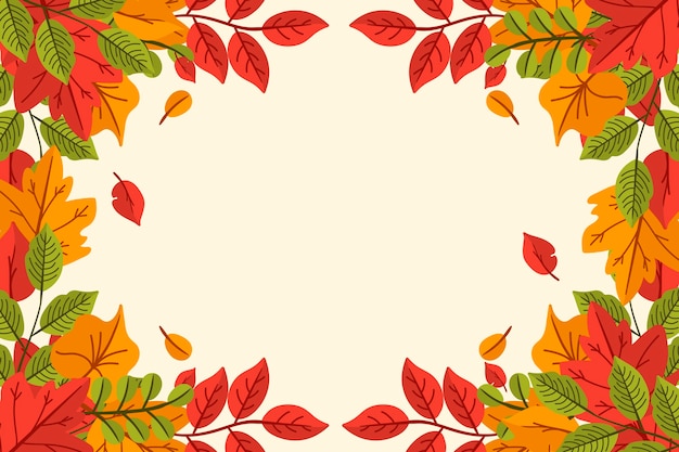 Free vector hand drawn autumn leaves background with empty space