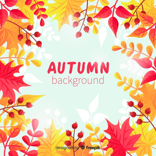 Hand drawn autumn leaves background