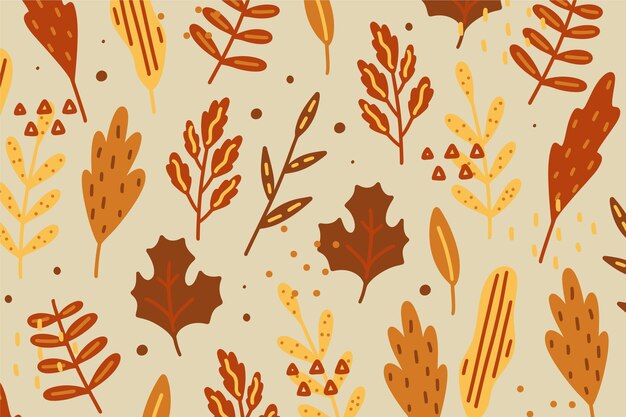 Hand drawn autumn leaves background