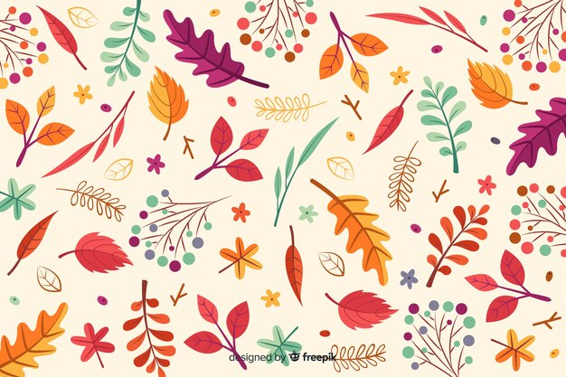 Hand drawn autumn leaves background