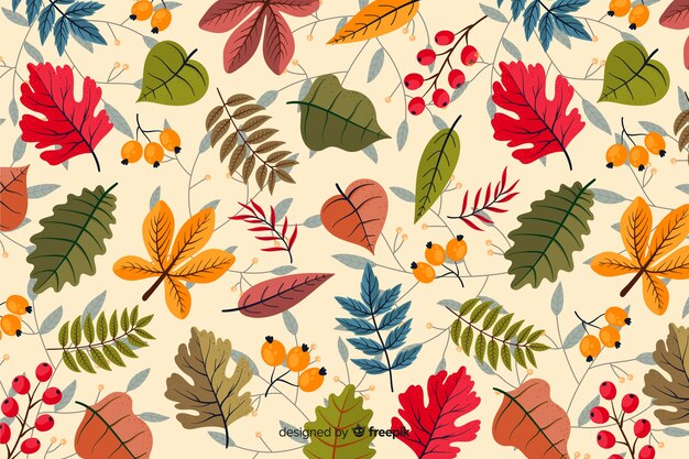 Hand drawn autumn leaves background