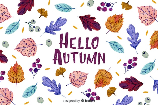 Hand drawn autumn leaves background