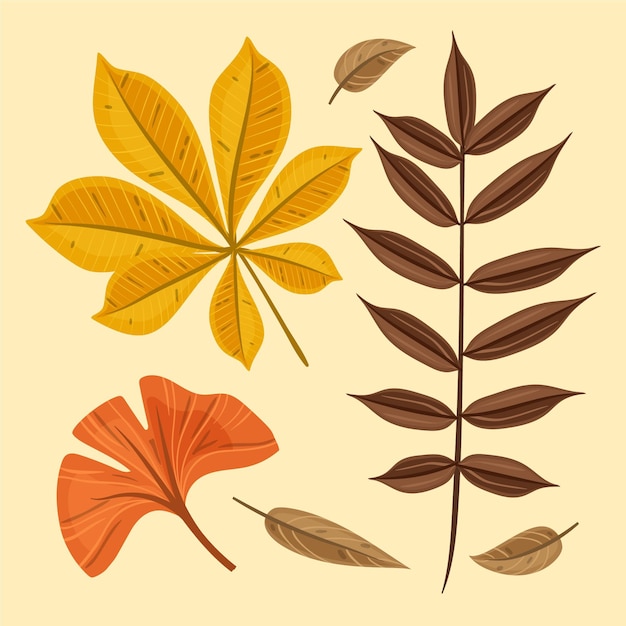 Коллекция рисованной осенних листьев