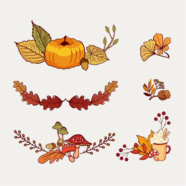 手描きの秋の装飾品コレクション