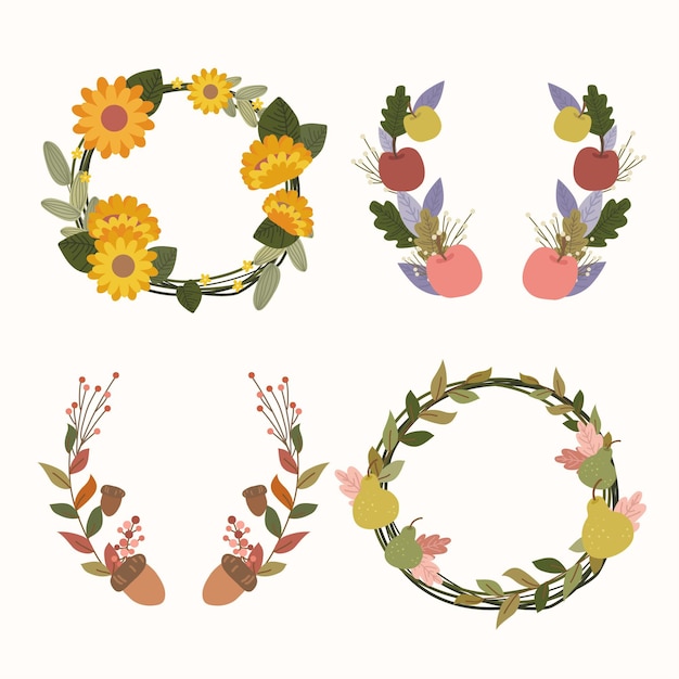 Free vector hand drawn autumn ornaments collection