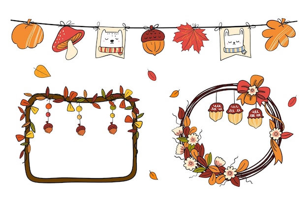 Free vector hand drawn autumn ornaments collection