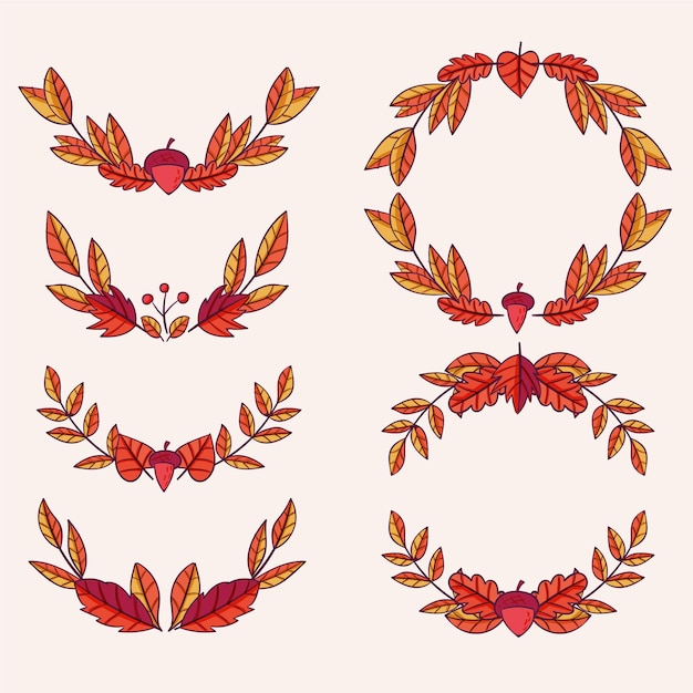 Hand drawn autumn ornaments collection