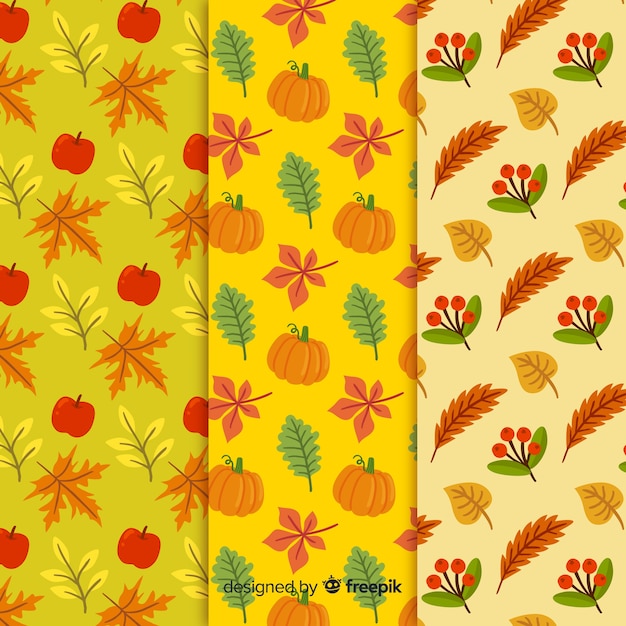 Hand drawn autumn pattern collection