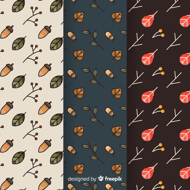 Hand drawn autumn pattern collection