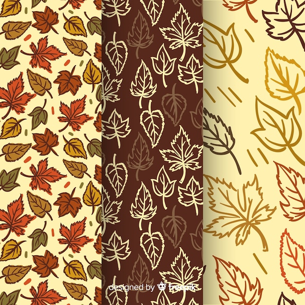 Free vector hand drawn autumn pattern collection