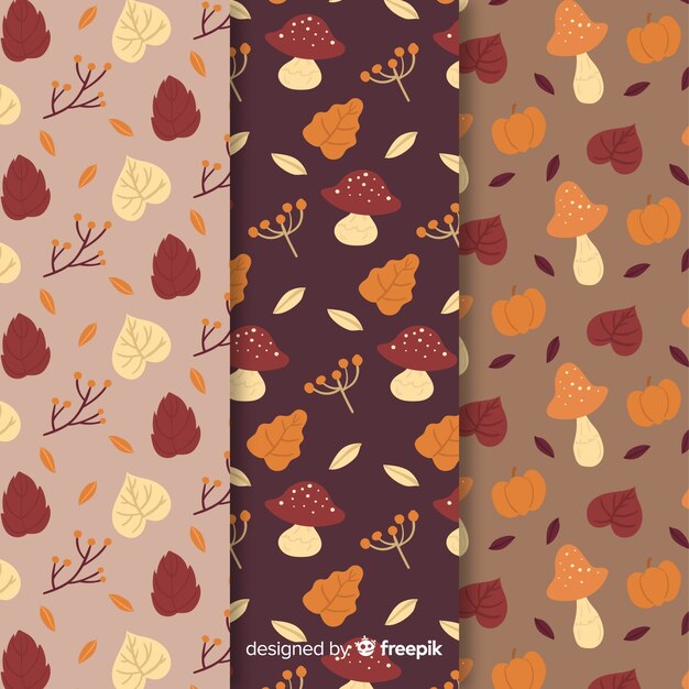 Hand drawn autumn pattern collection