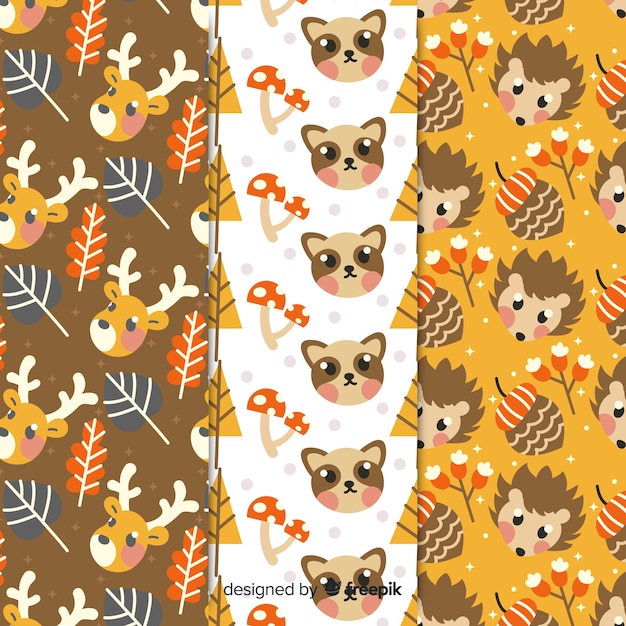 Free vector hand drawn autumn pattern collection