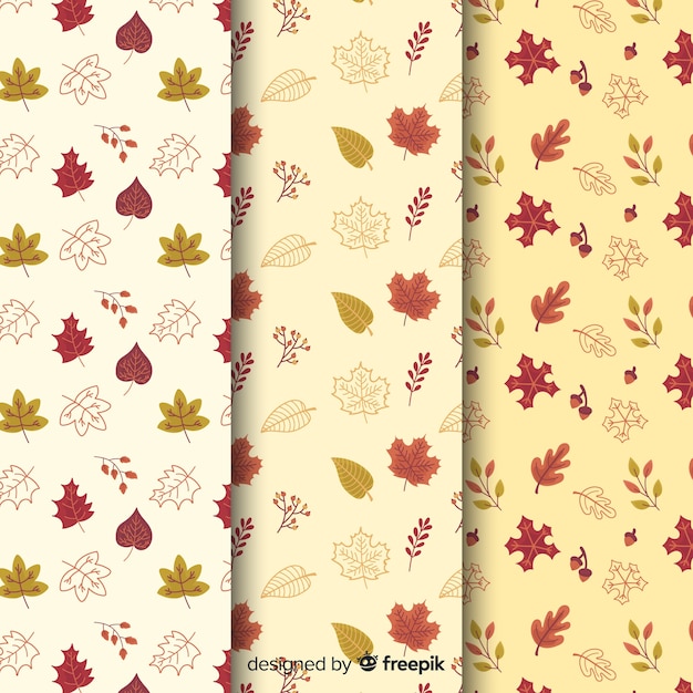 Hand drawn autumn pattern collection