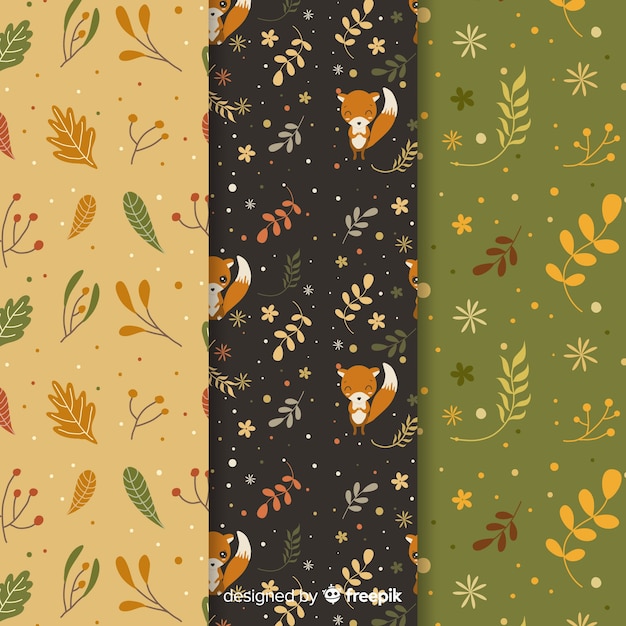 Hand drawn autumn pattern collection