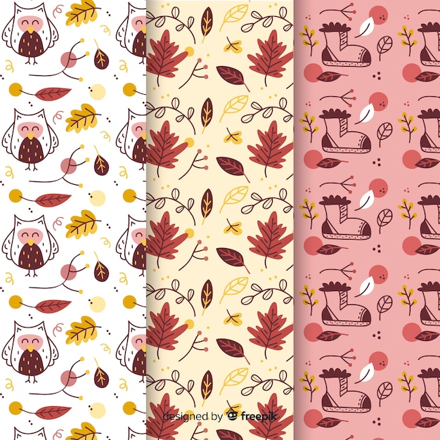 Free vector hand drawn autumn pattern collection