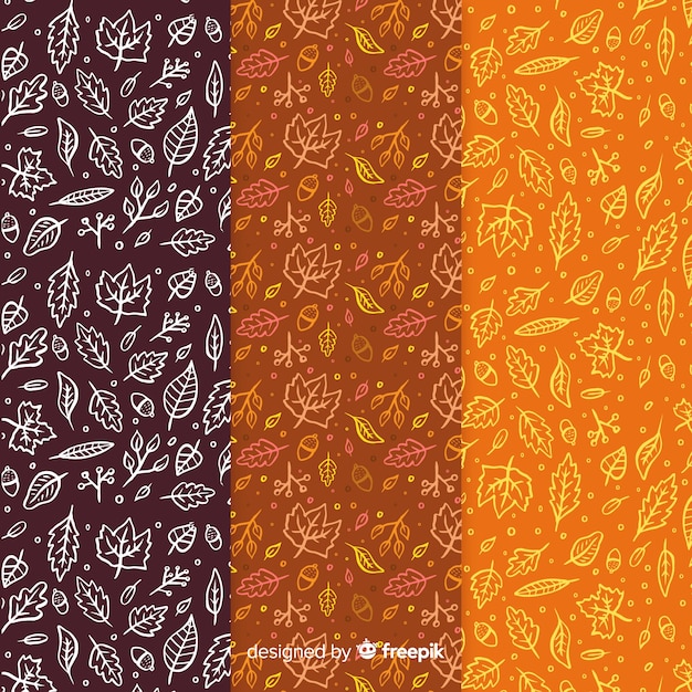 Hand drawn autumn pattern collection