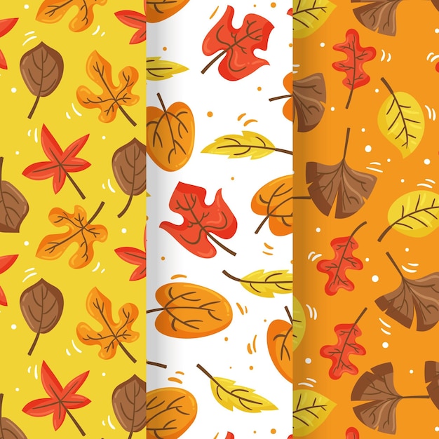 Hand drawn autumn pattern collection