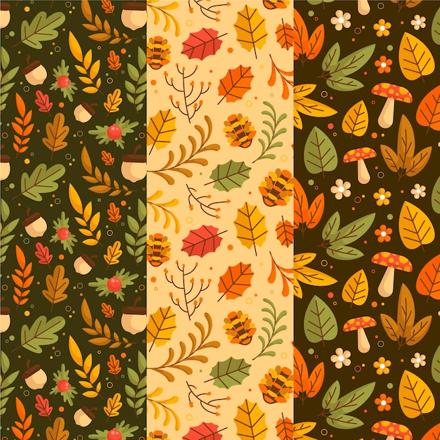 Free vector hand drawn autumn pattern collection