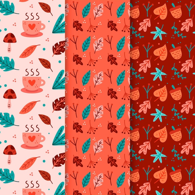 Free vector hand drawn autumn pattern collection