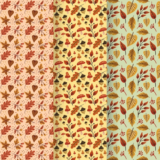 Free vector hand drawn autumn pattern collection