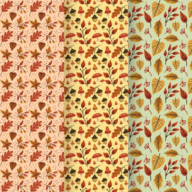 Hand drawn autumn pattern collection