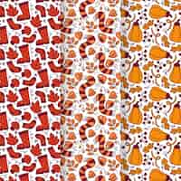 Free vector hand drawn autumn pattern collection