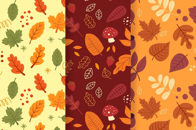 Free vector hand drawn autumn pattern collection