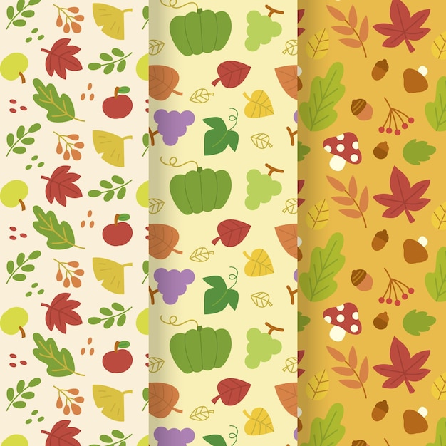 Free vector hand drawn autumn pattern collection