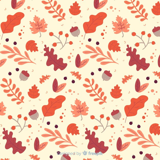 Hand drawn autumn pattern with leaves
