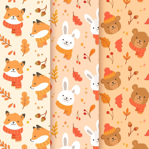 Free vector hand drawn autumn patterns collection