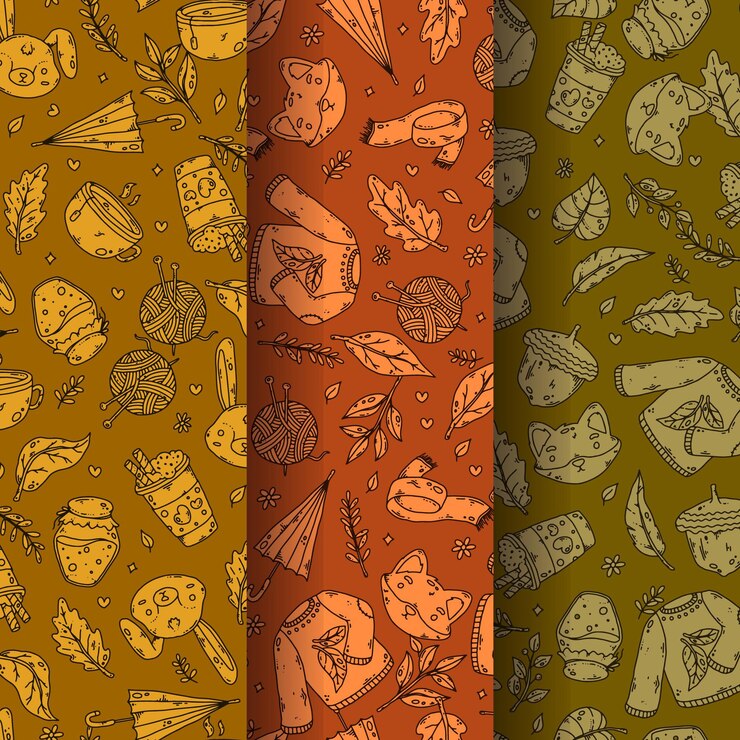 Free Vector hand drawn autumn patterns collection