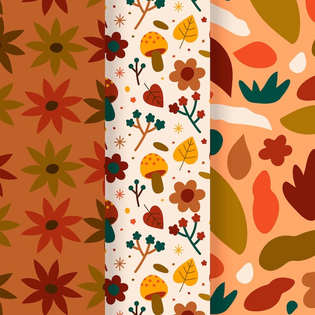 Hand drawn autumn patterns collection