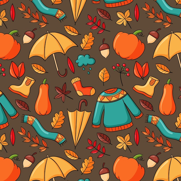 Hand drawn autumn patterns collection