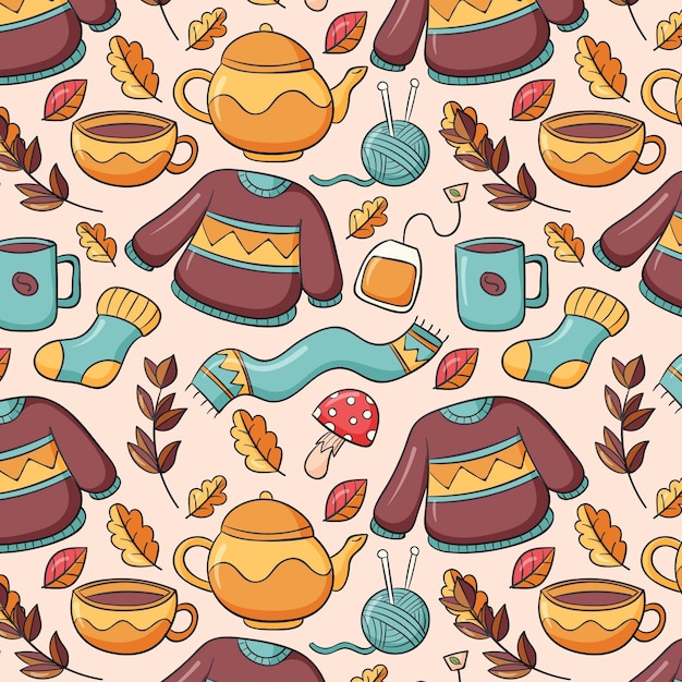 Free vector hand drawn autumn patterns collection