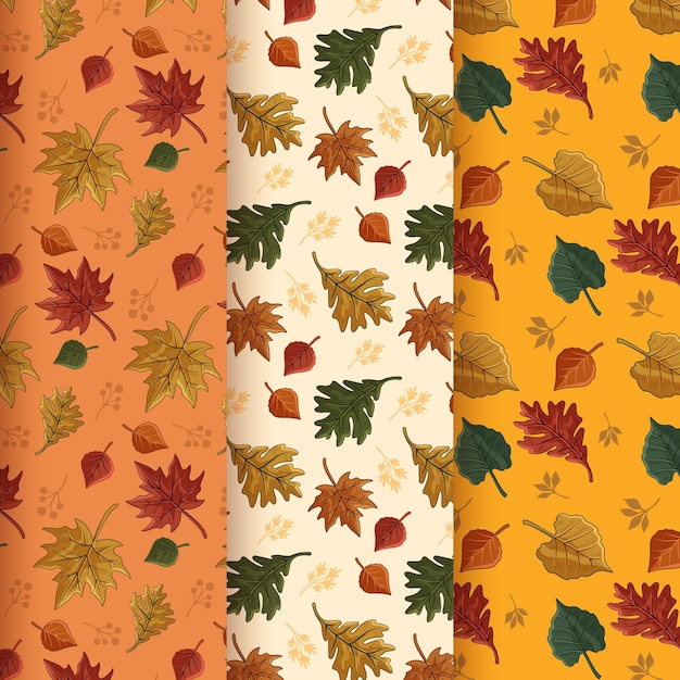 Hand drawn autumn patterns collection