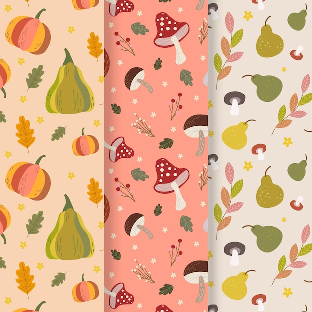 Hand drawn autumn patterns collection