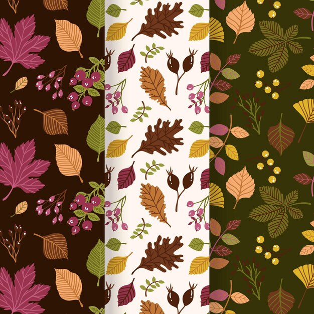 Hand drawn autumn patterns collection